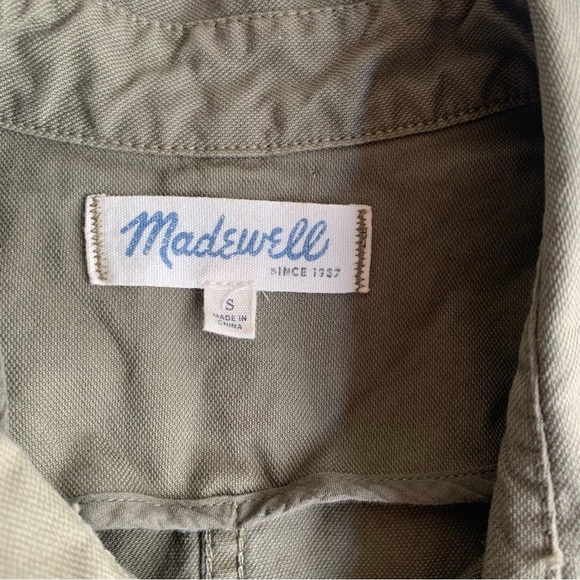 Madewell Olive Green Sleeveless Hidden Button Up Collared Utility Vest Jacket - Picture 6 of 9